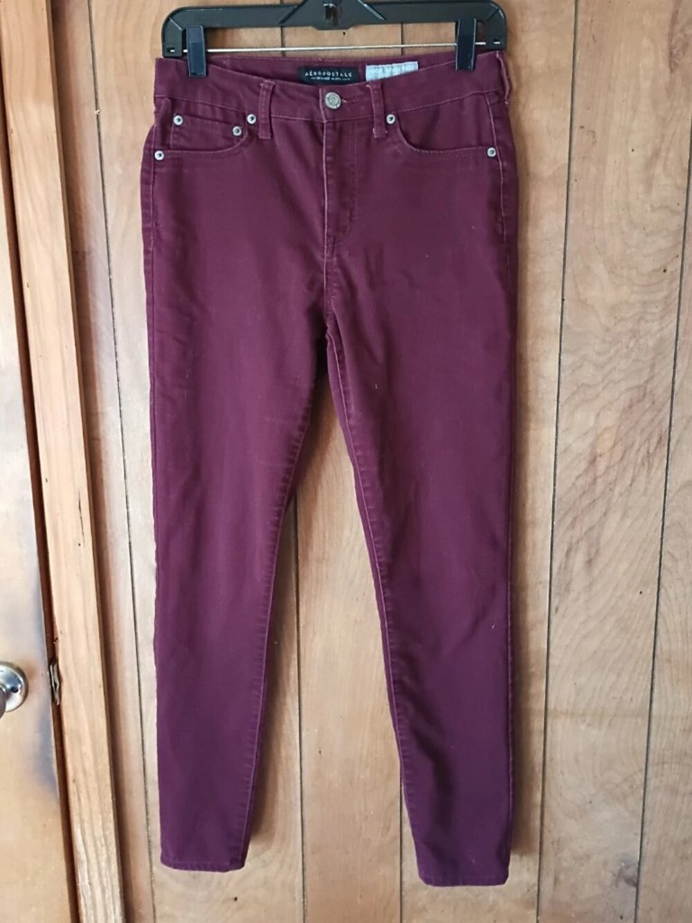 Aéropostale Womens Size 6 High Rise Jeggings Burgundy Stretch Skinny Jeans